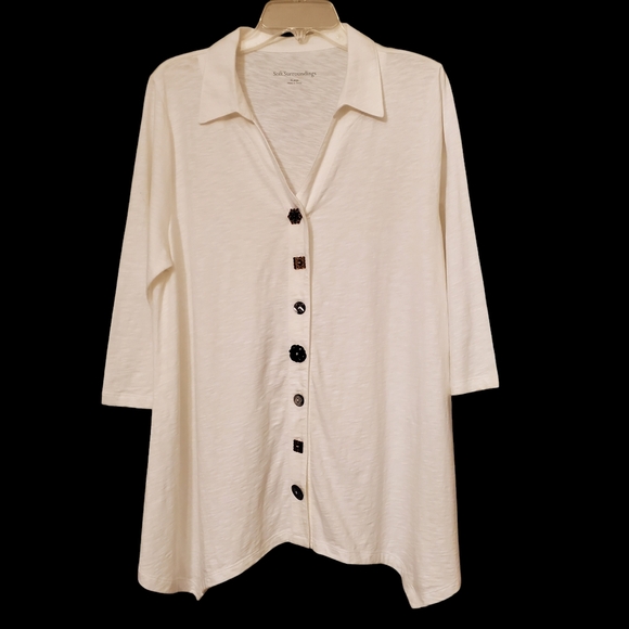 Danielle Assymetrical Hem Coastal Cotton Lagenlook Tunic Whisper White Artsy - Picture 2 of 11